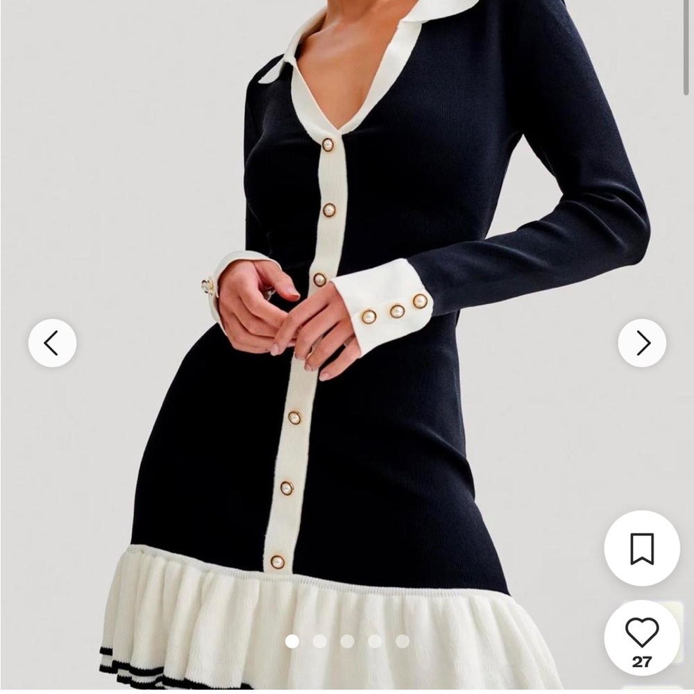 Meshki Pereesa Elegant Black and White Mini Dress